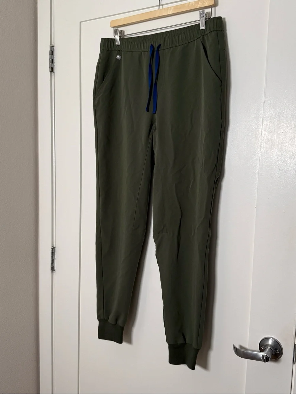 Figs Olive Green Joggers with Navy Drawstring